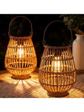 Waterproof Solar Lanterns for Outdoor Decor - Hanging Solar Lights (2 Pack)